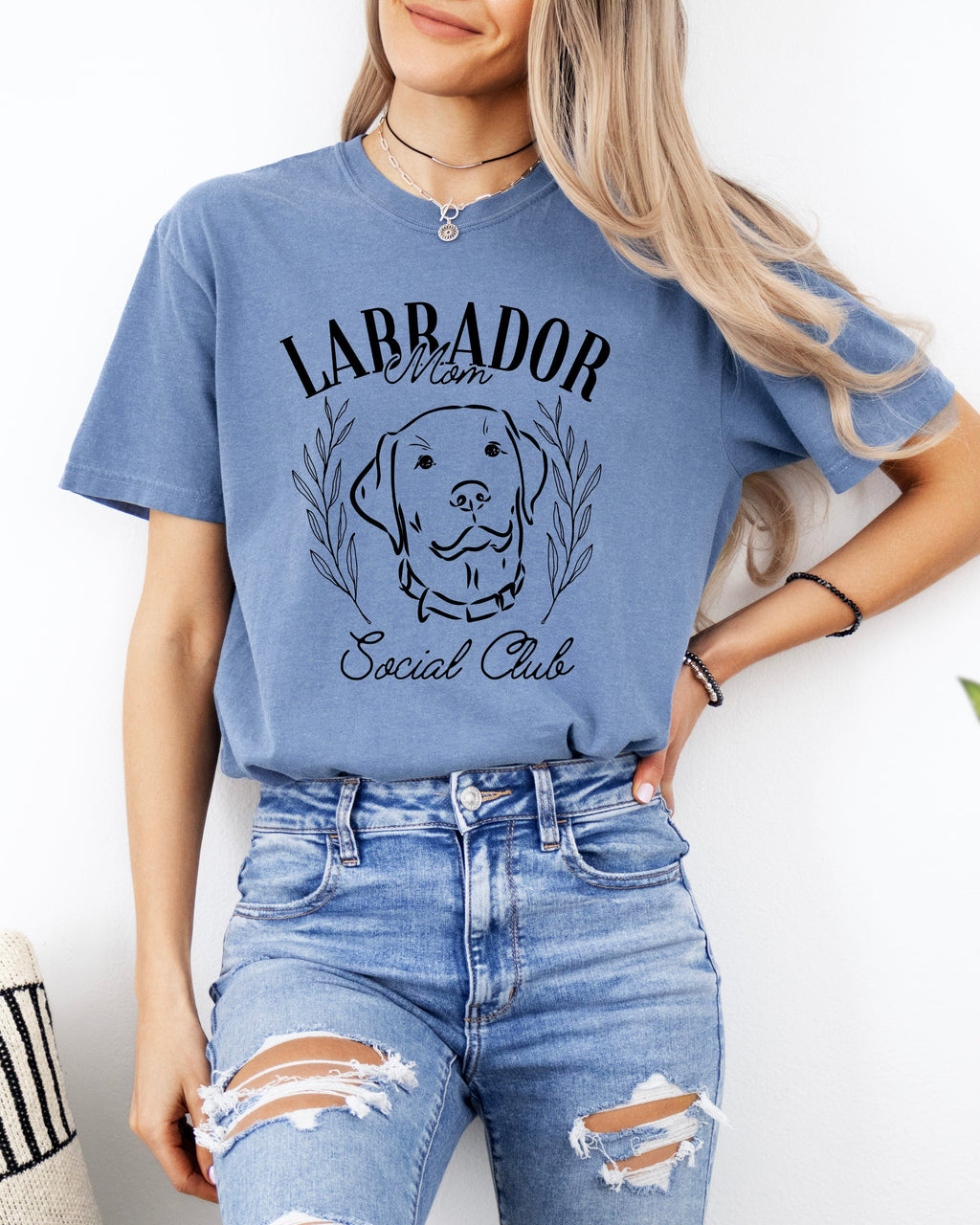 Labrador Mom Social Club Retriever Dog Mom Garment dyed T Shirt