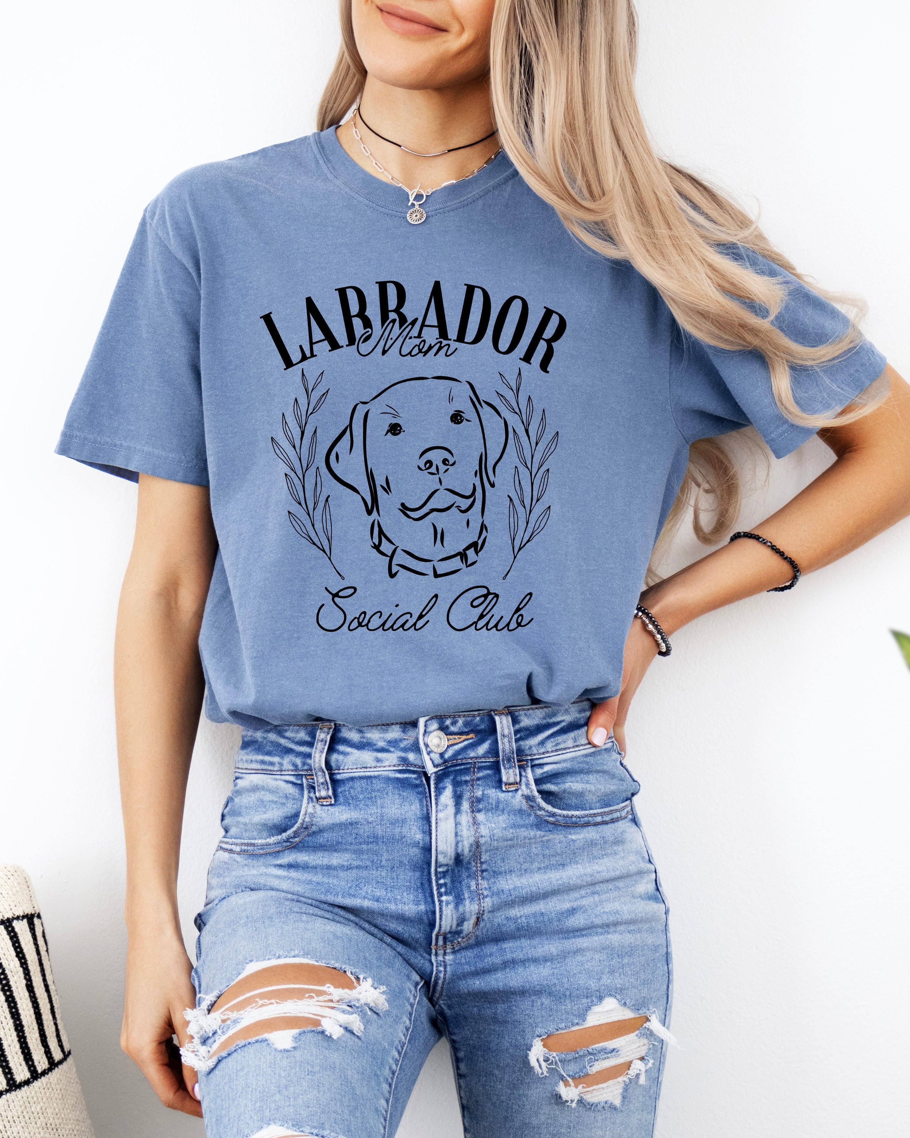 Labrador Mom Social Club Retriever Dog Mom Garment dyed T Shirt