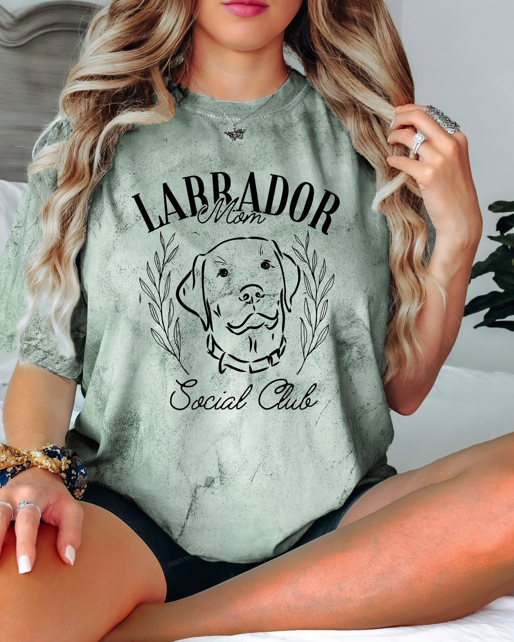 Labrador Mom Social Club Retriever Dog Mom Garment dyed T Shirt