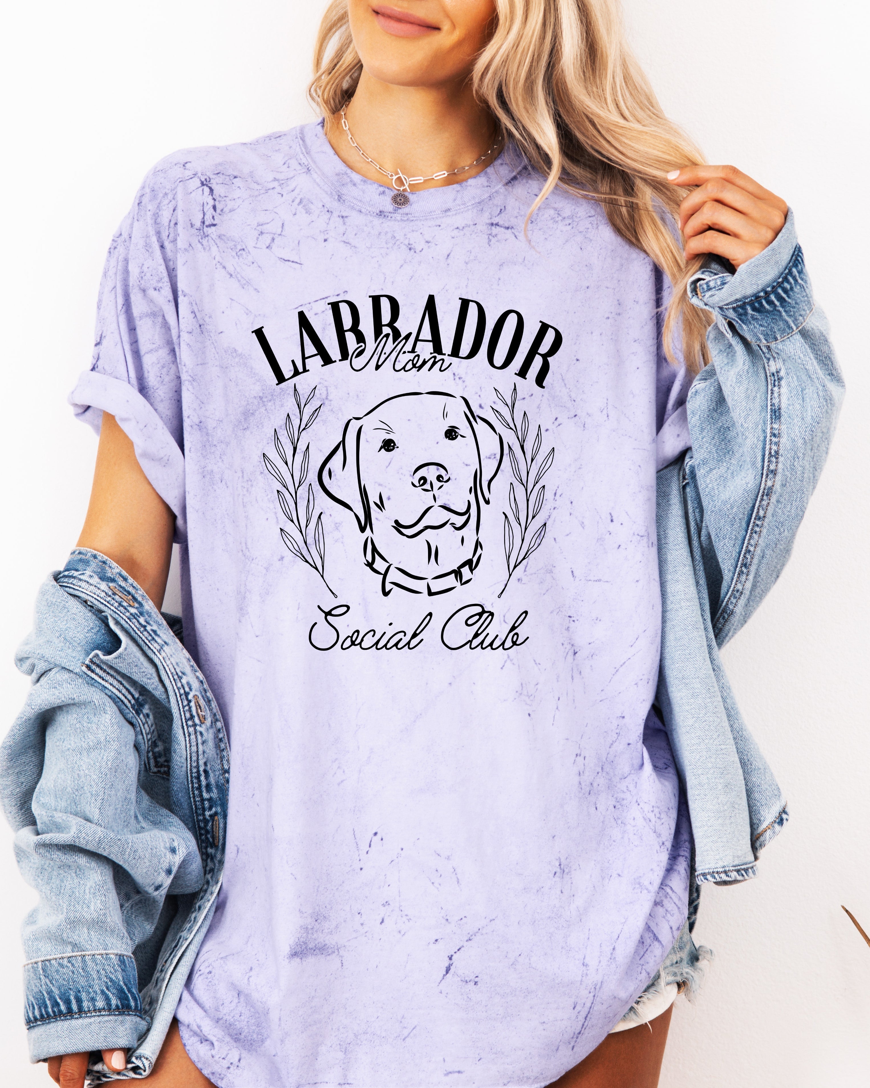 Labrador Mom Social Club Retriever Dog Mom Garment dyed T Shirt