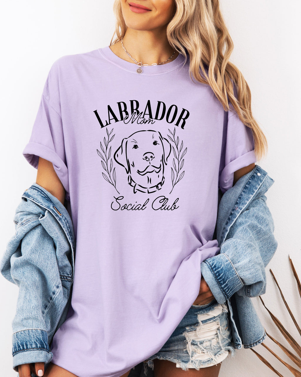 Labrador Mom Social Club Retriever Dog Mom Garment dyed T Shirt