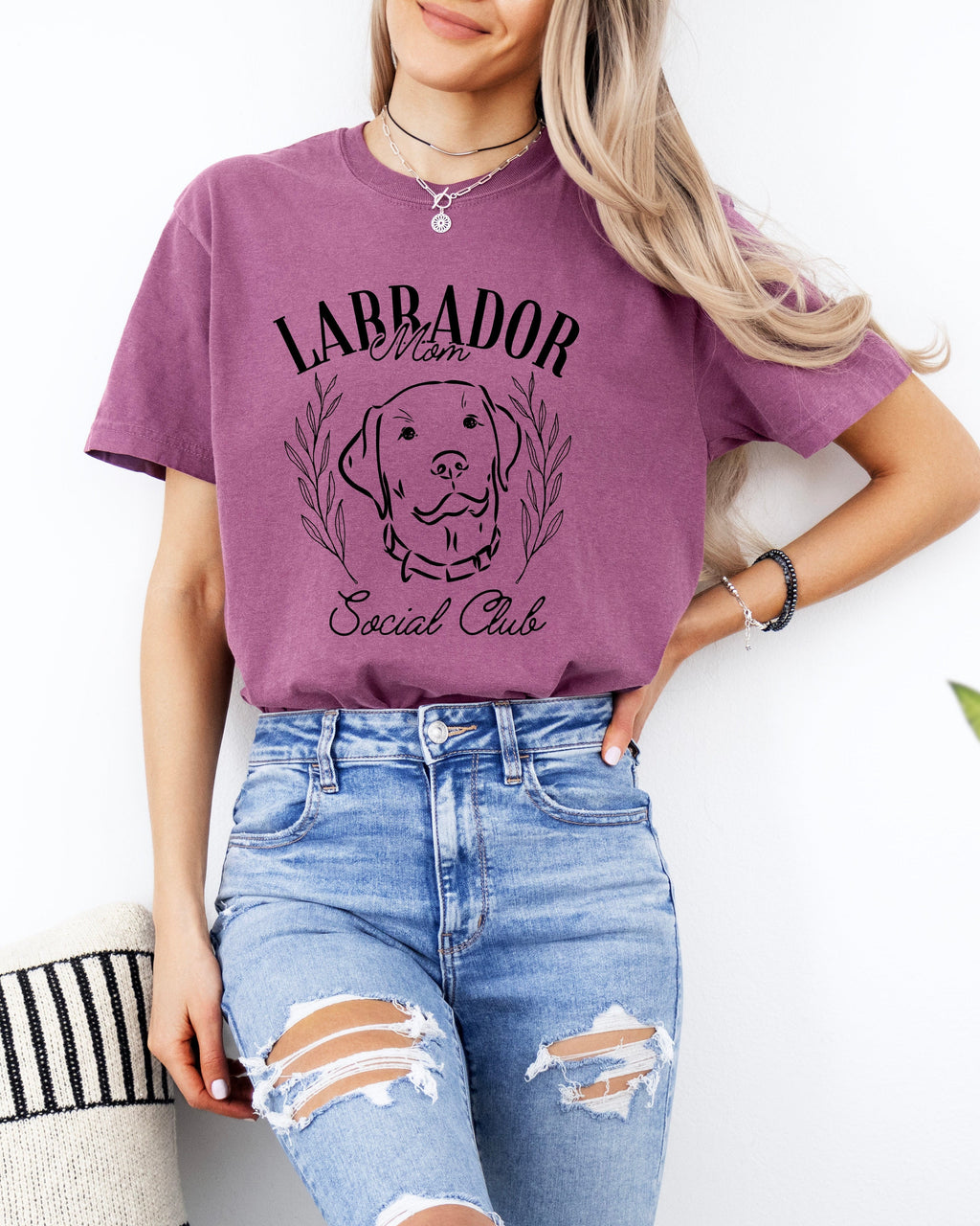 Labrador Mom Social Club Retriever Dog Mom Garment dyed T Shirt