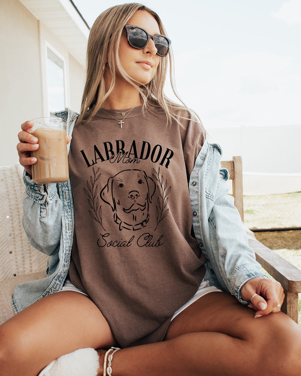 Labrador Mom Social Club Retriever Dog Mom Garment dyed T Shirt
