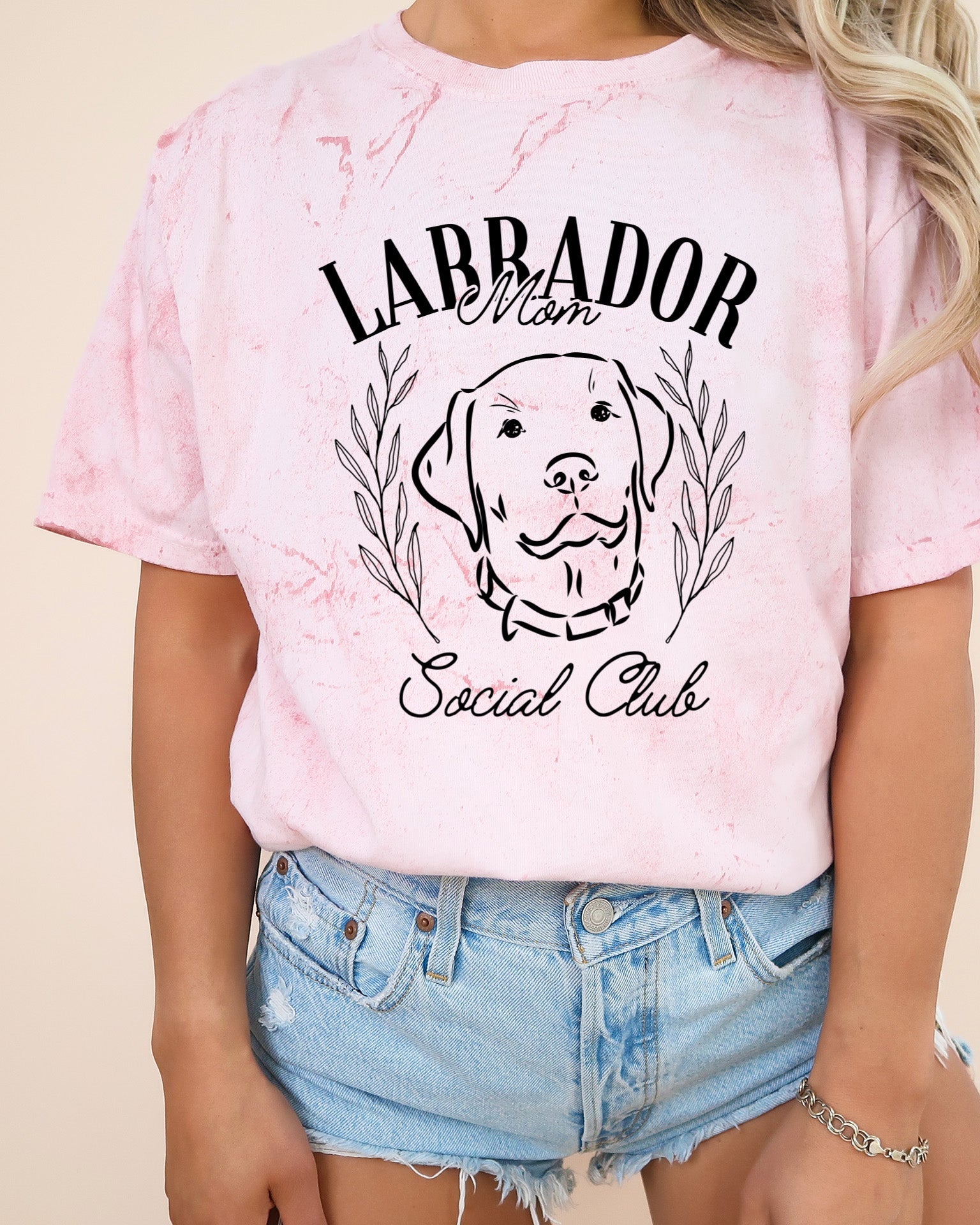 Labrador Mom Social Club Retriever Dog Mom Garment dyed T Shirt