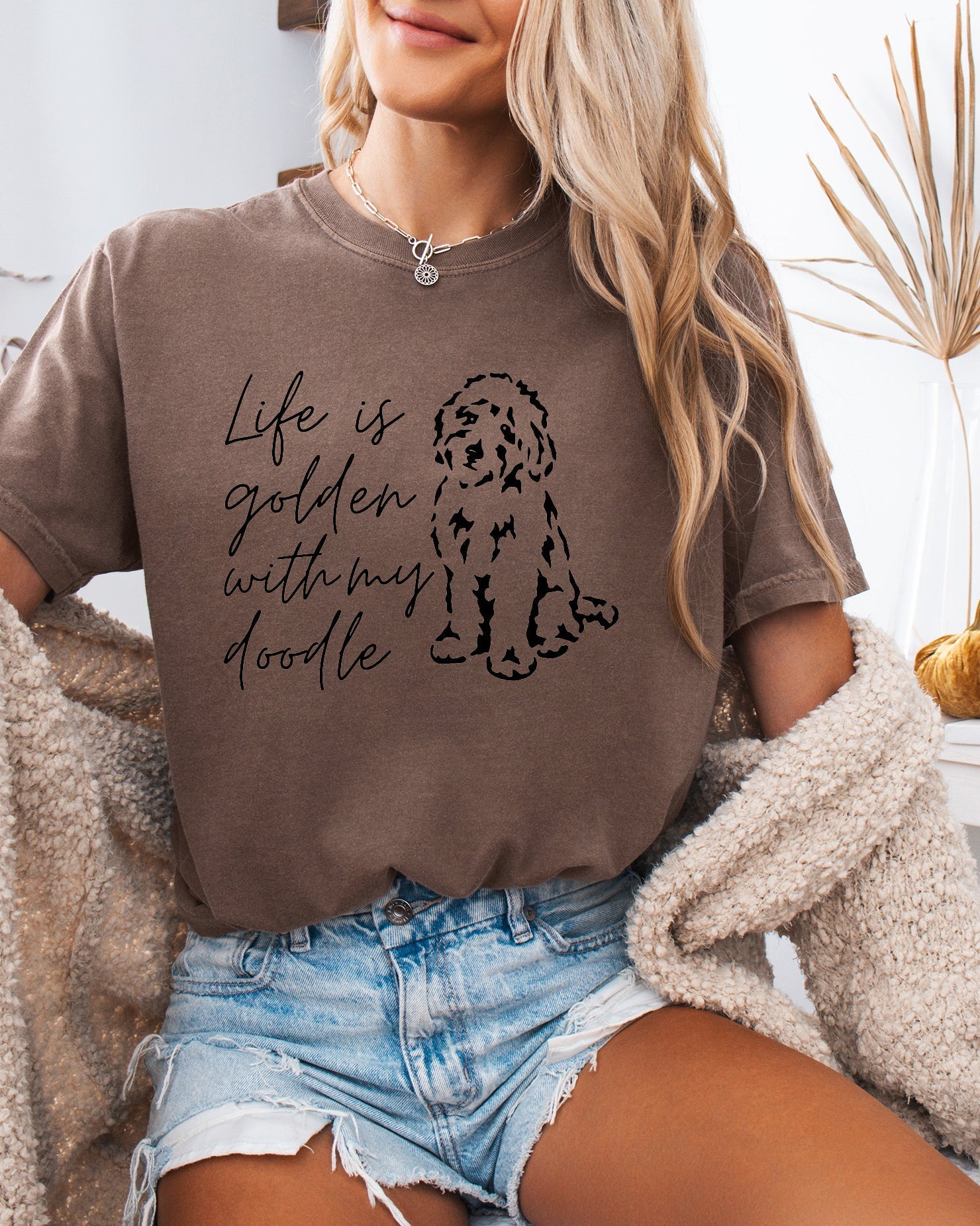 Life Is Golden With My Doodle Dog mom Garment Dyed T Shirt