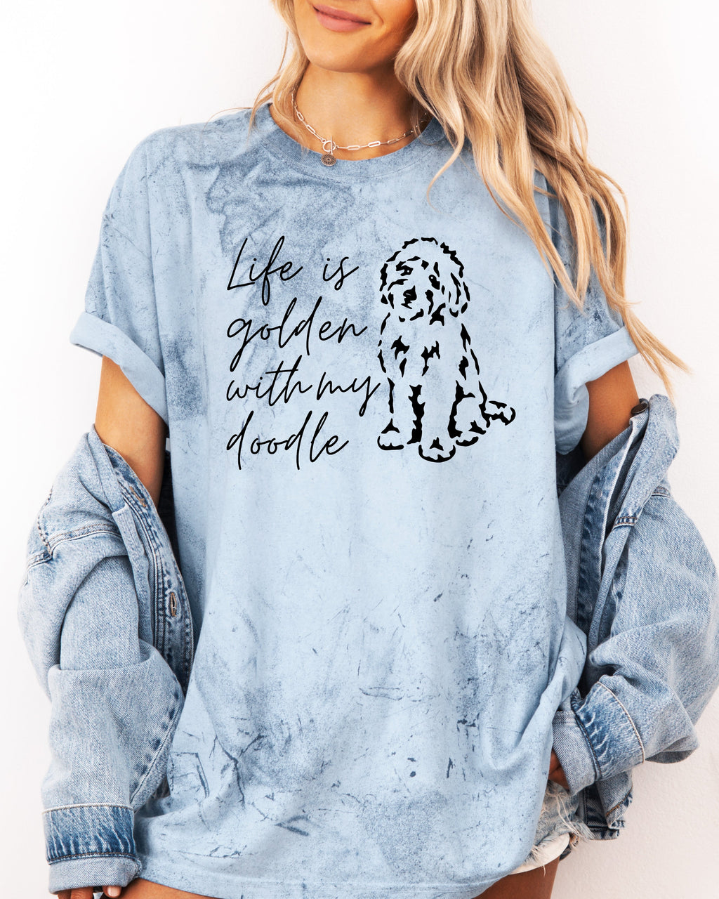 Life Is Golden With My Doodle Dog mom Garment Dyed T Shirt