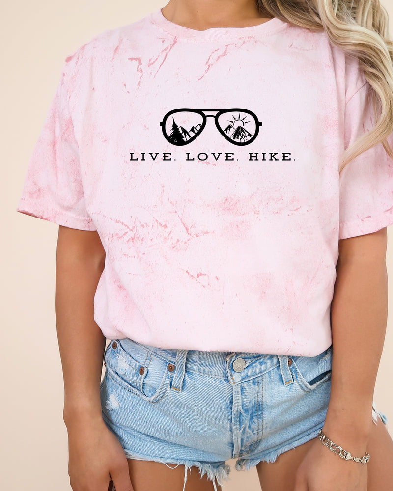 Live Love Hike Nature Camping Hiking Garment Dyed Shirt