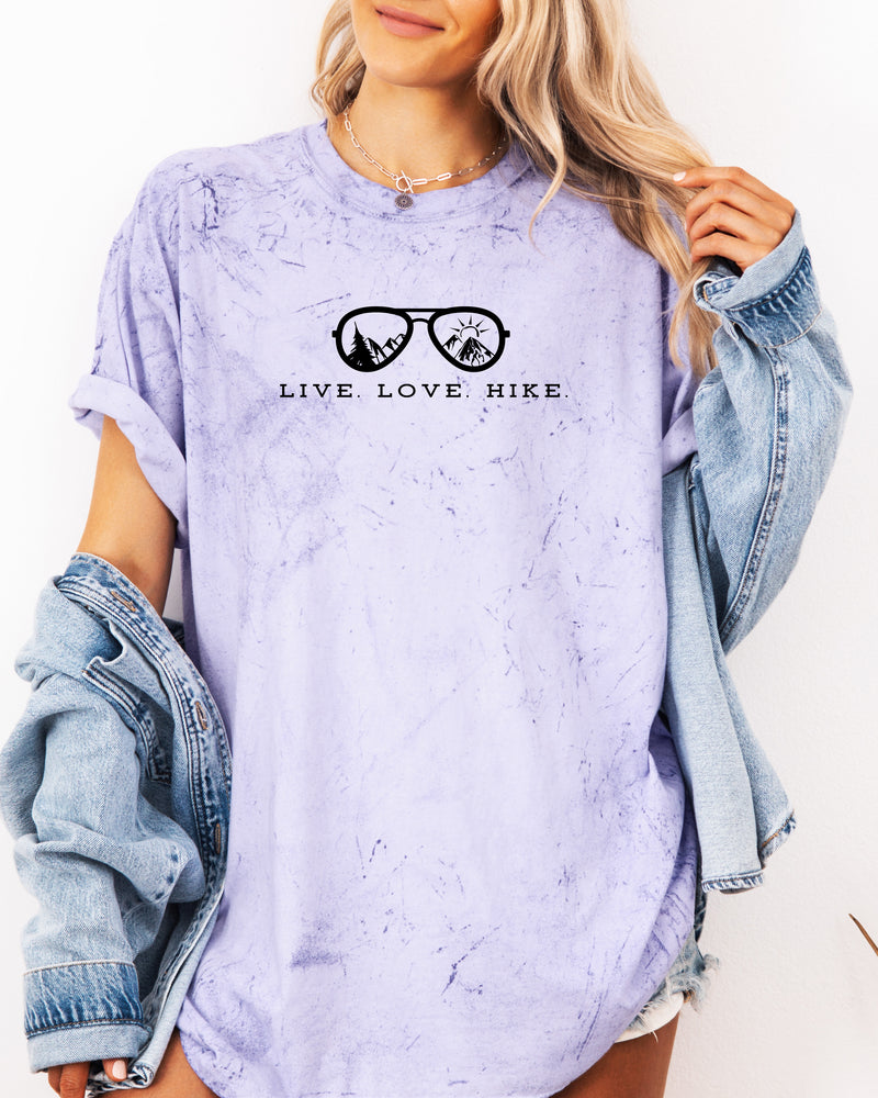 Live Love Hike Nature Camping Hiking Garment Dyed Shirt