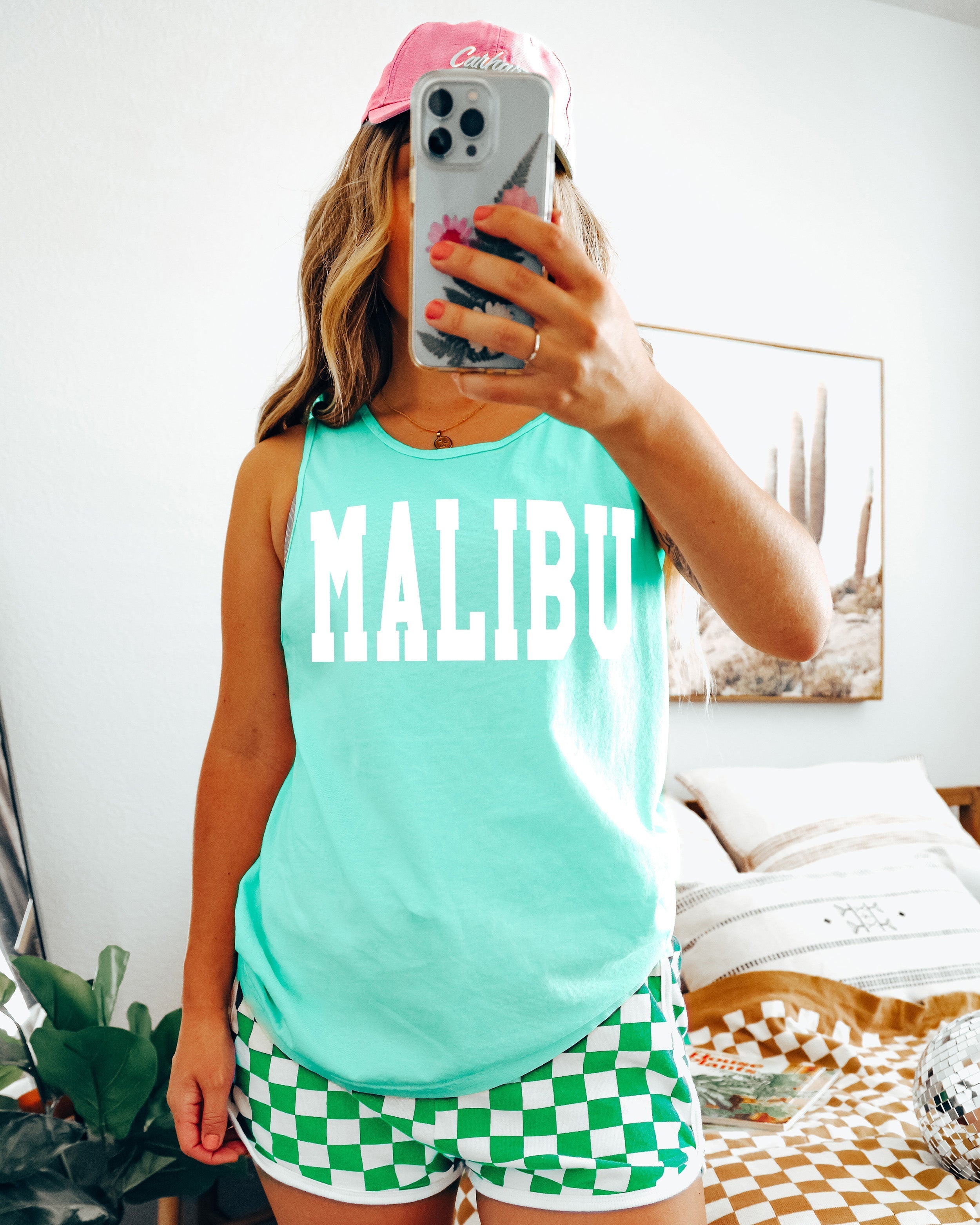 Malibu California State City Comfort Colors Tank Top – Coastal USA Travel Summer Graphic