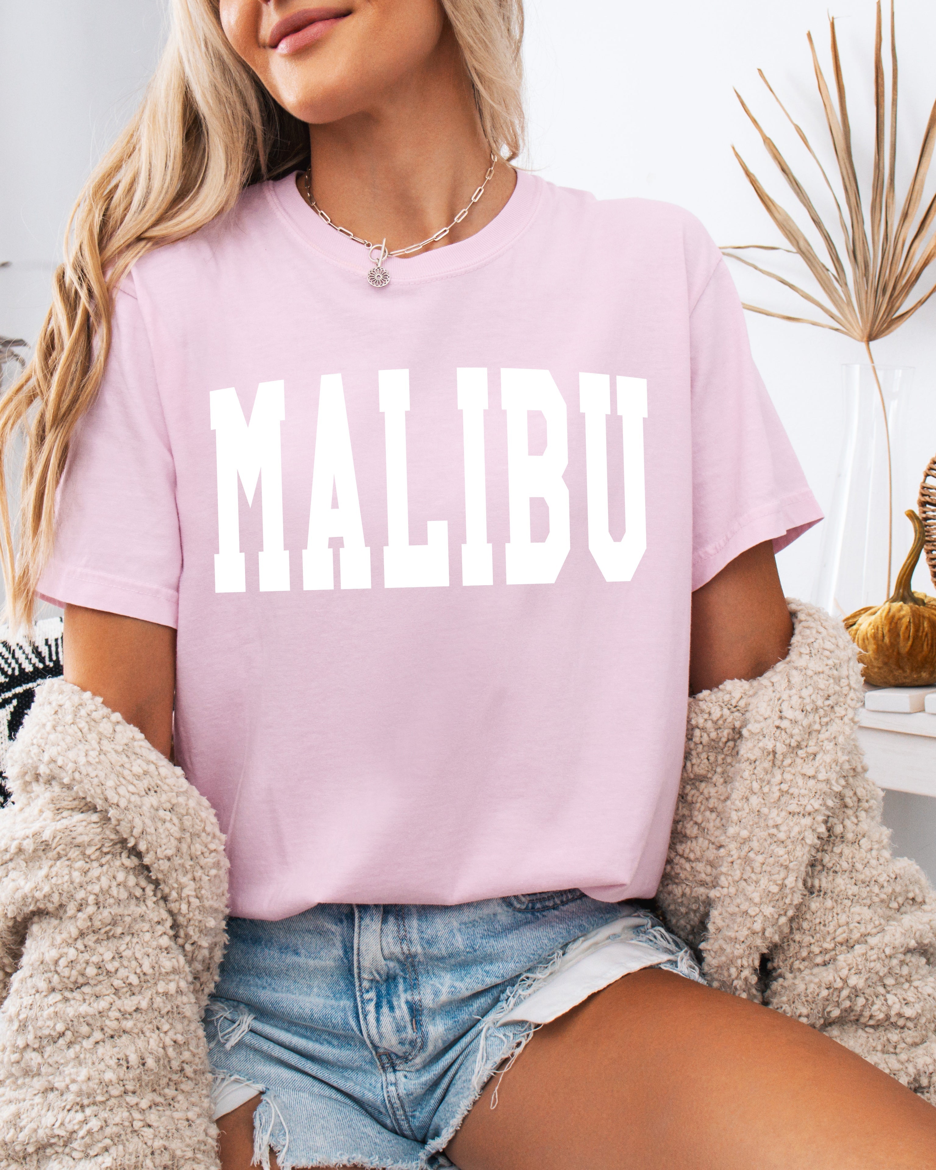 Malibu California State City Comfort Colors T Shirt (Condensed Font)