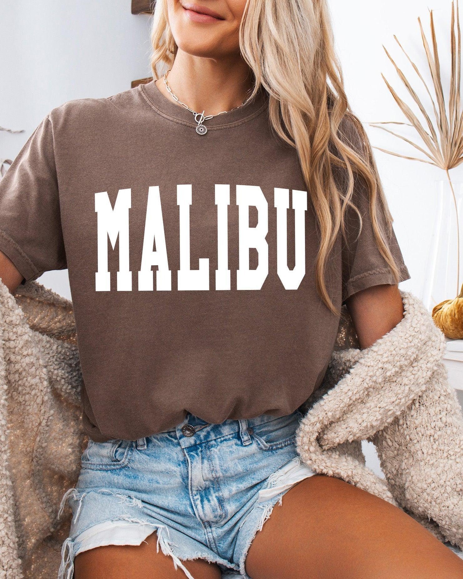 Malibu California State City Comfort Colors T Shirt (Condensed Font)