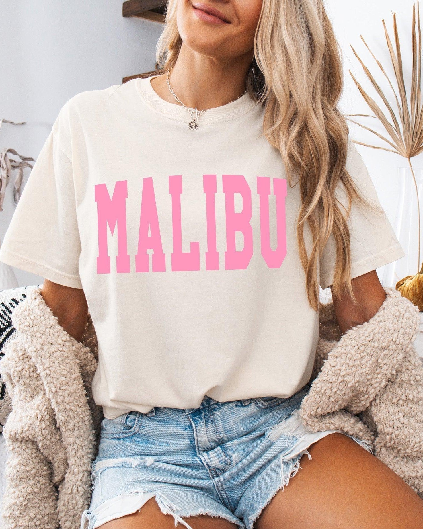 Malibu California State City Comfort Colors T Shirt (Condensed Font)