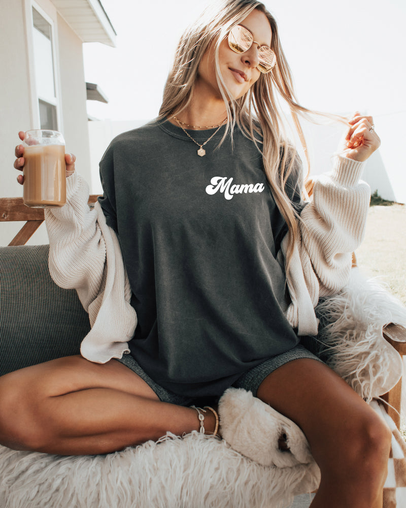 Mama Comfort Colors Graphic Tees (Groovy Left Chest)
