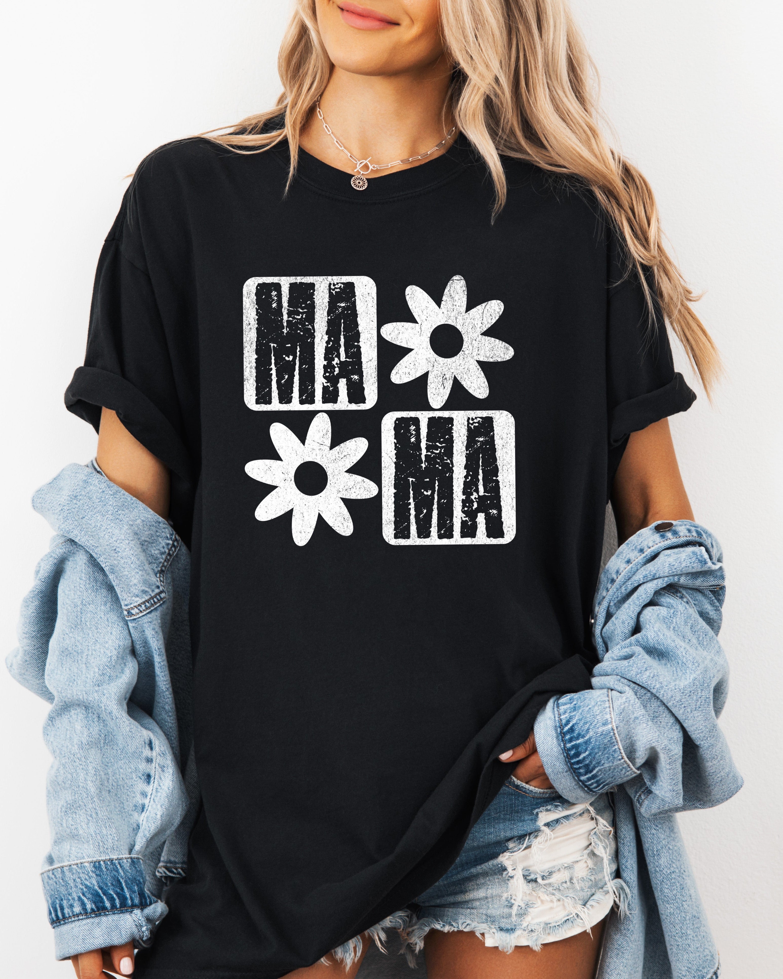 Mama Flower Comfort Colors T-Shirt – Floral Graphic Garment-Dyed Mom Tee