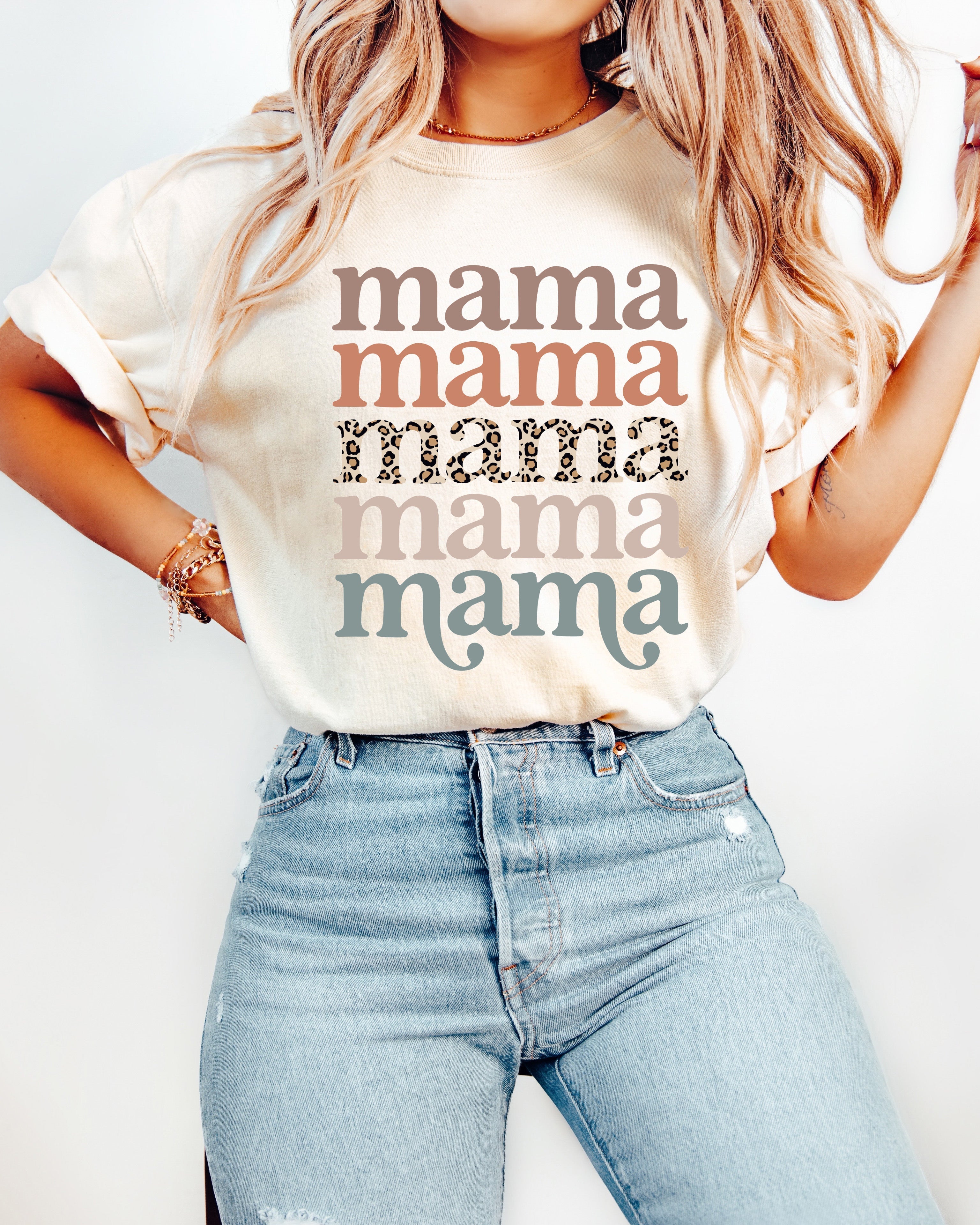 Mama Leopard Comfort Colors Graphic Tees