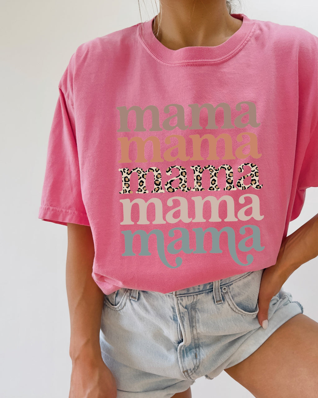 Mama Leopard Comfort Colors Graphic Tees