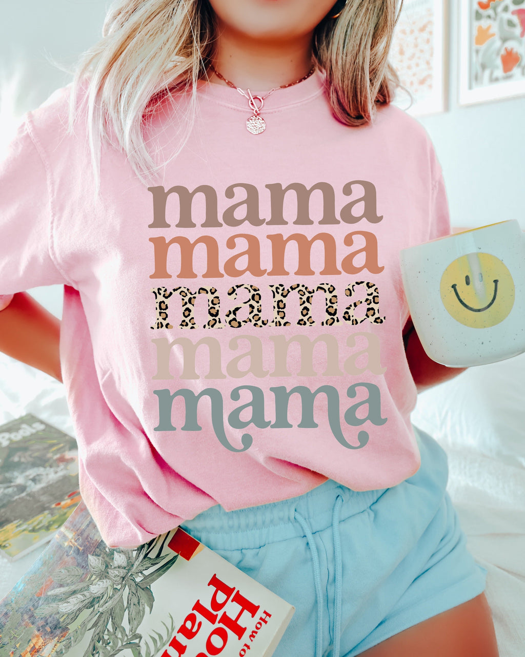 Mama Leopard Comfort Colors Graphic Tees