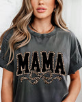 Mama Leopard Ribbon Comfort Colors T Shirt