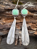 Australian Variscite Feather Earrings | Sterling Silver Dangle Earrings | Handmade in Durango Colorado