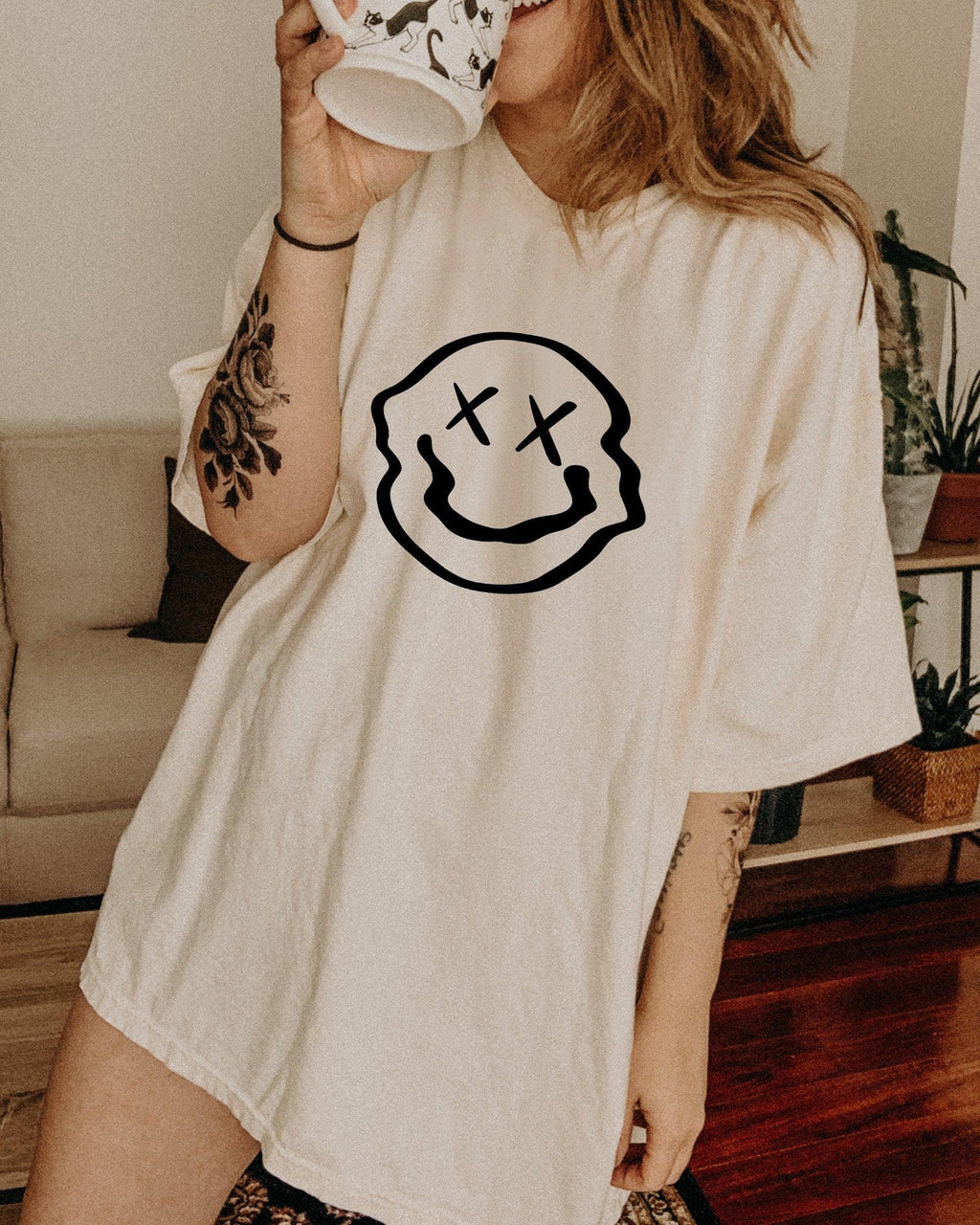 Melted Smiley Comfort Colors T Shirt