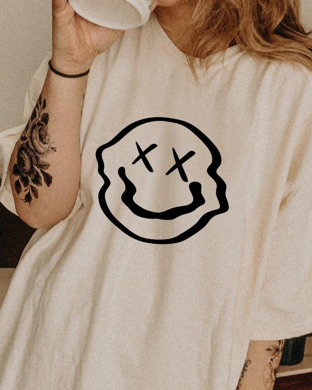 Melted Smiley Comfort Colors T Shirt