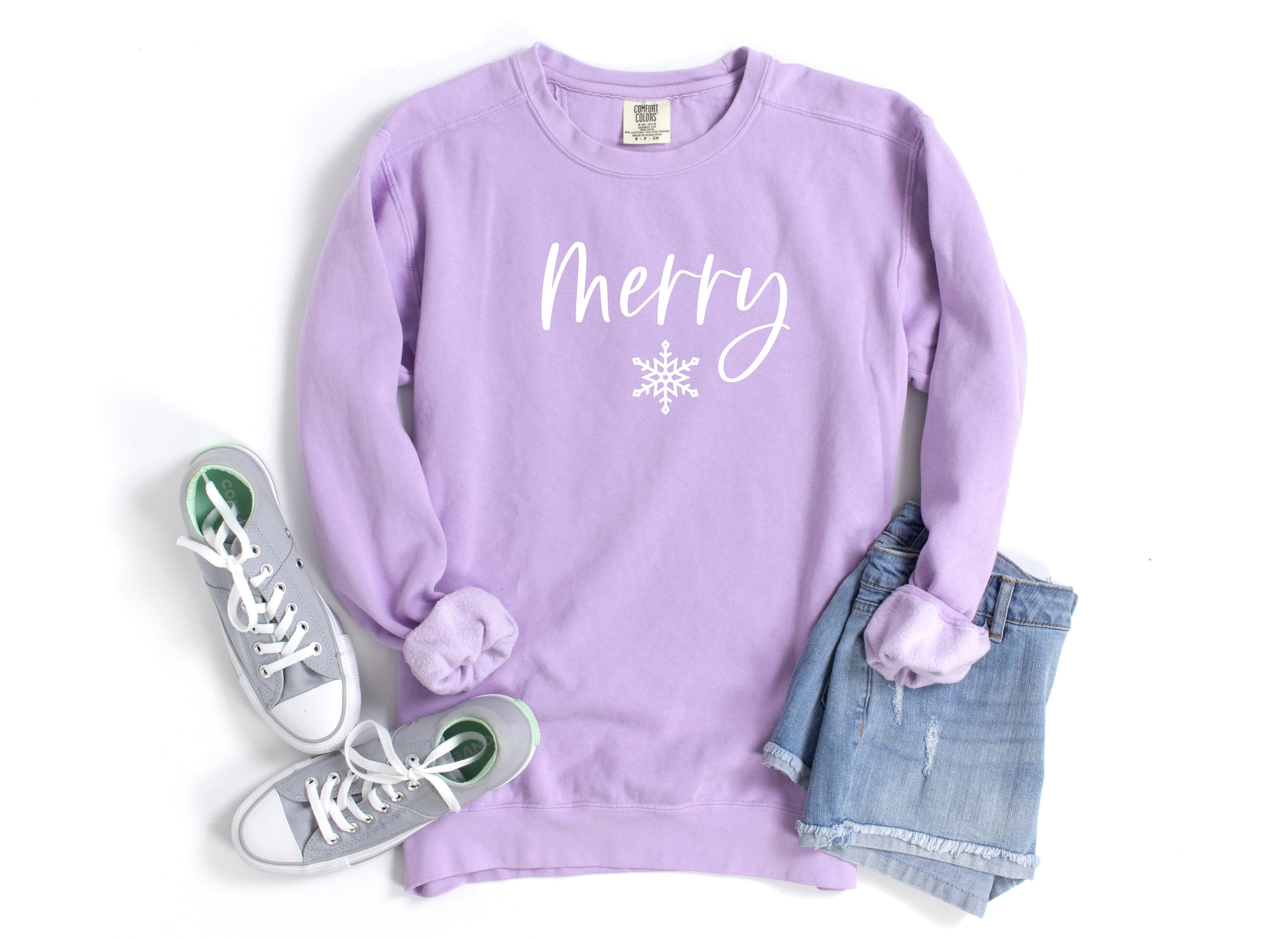 Merry Christmas Garment Dyed Comfort Colors Sweatshirt