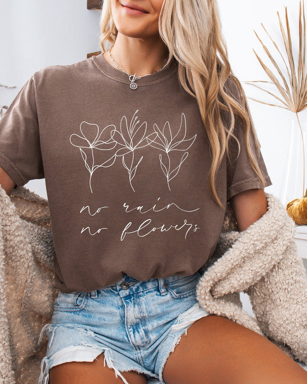 No rain No flowers Botanical wildflowers Garment Dyed T Shirt