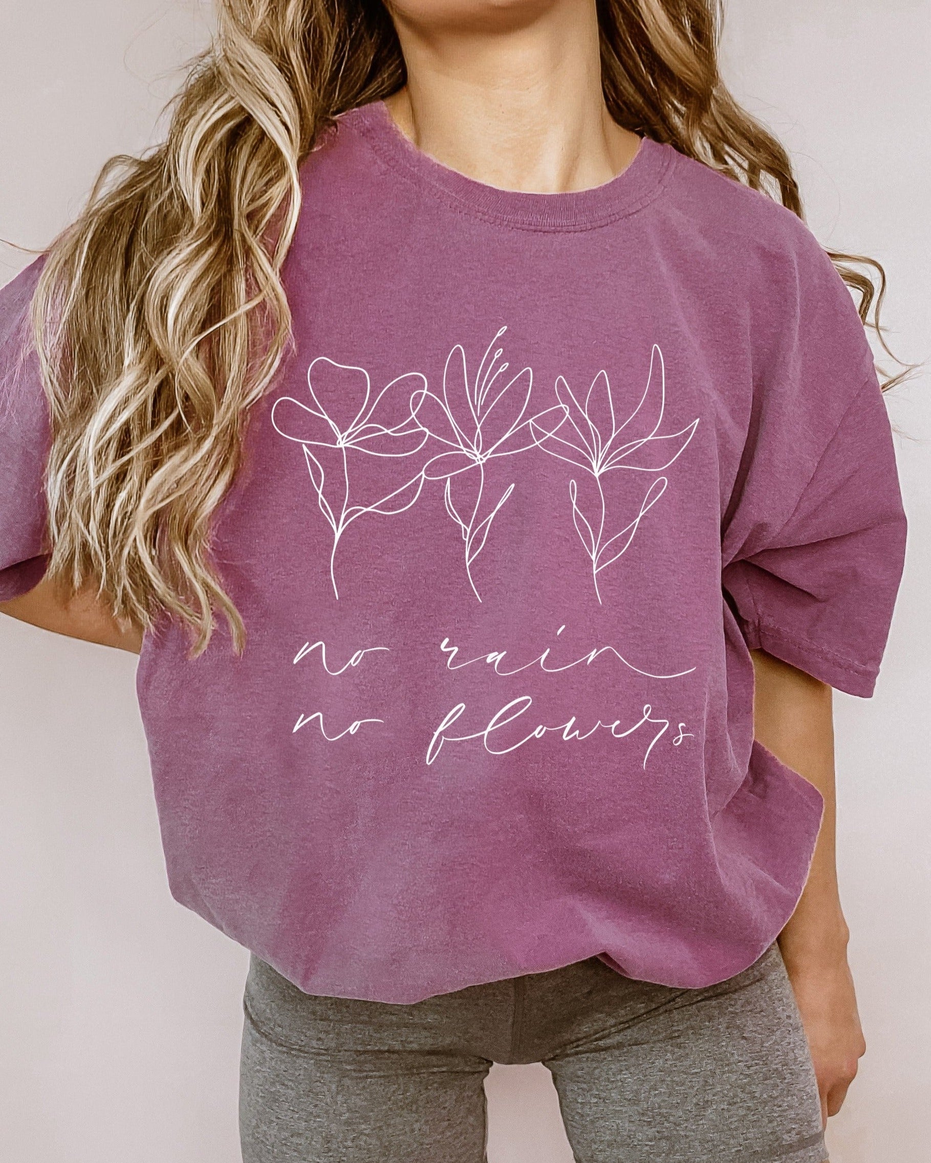 No rain No flowers Botanical wildflowers Garment Dyed T Shirt