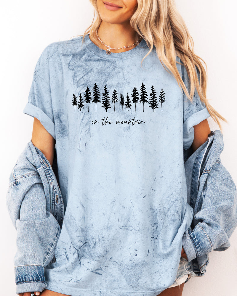 On the mountain Tree Botanical Plant Nature Camping Adventure Garment Dyed T Shirt