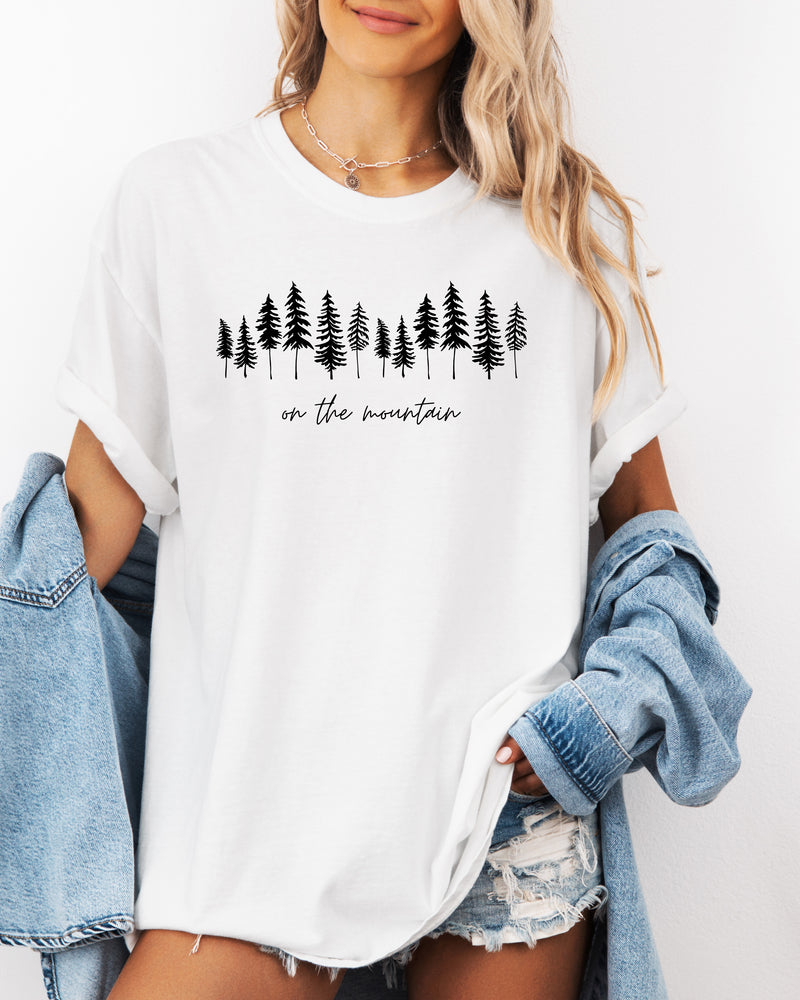 On the mountain Tree Botanical Plant Nature Camping Adventure Garment Dyed T Shirt