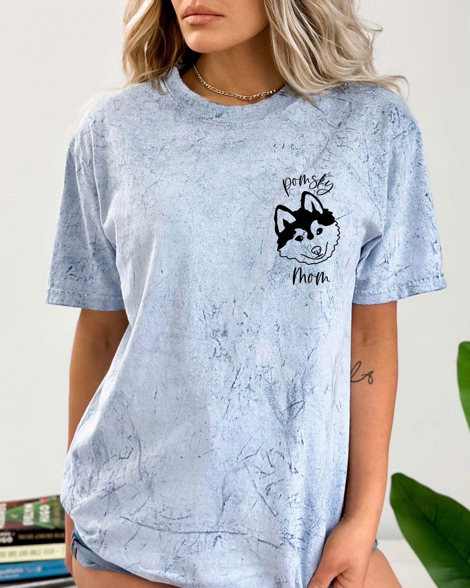 Pomsky Dog Mom Comfort Colors T Shirt (siberian husky + pomeranian)