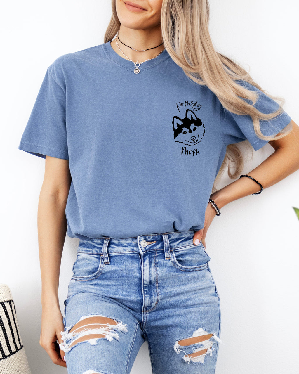 Pomsky Dog Mom Comfort Colors T Shirt (siberian husky + pomeranian)