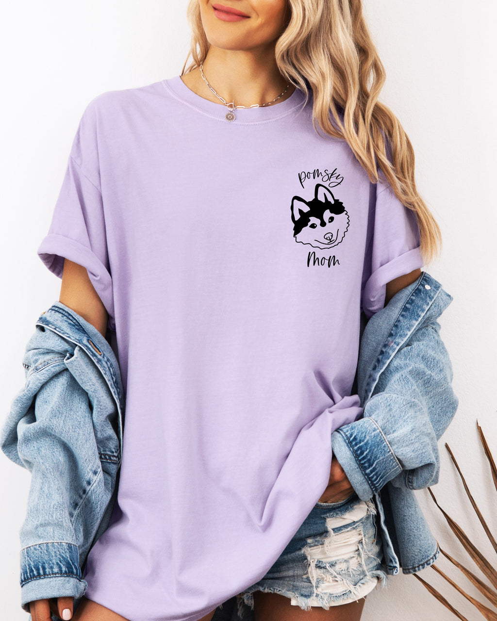Pomsky Dog Mom Comfort Colors T Shirt (siberian husky + pomeranian)