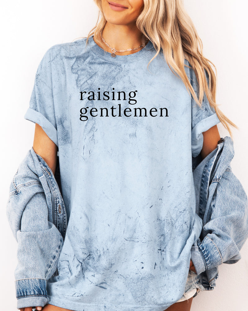 Raising Gentlemen Boy mom Garment Dyed T Shirt (serif)