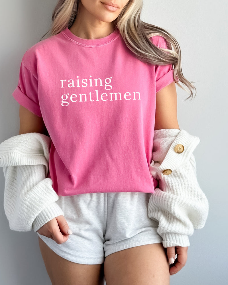 Raising Gentlemen Boy mom Garment Dyed T Shirt (serif)