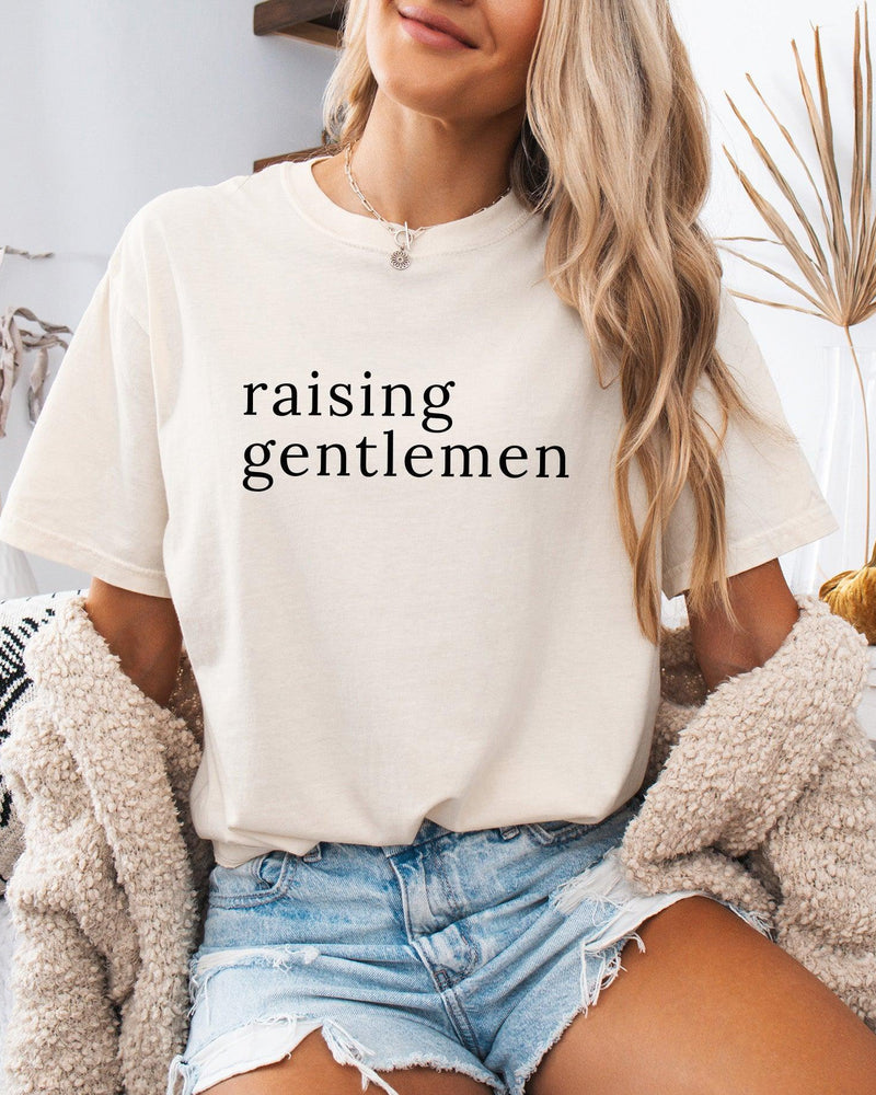 Raising Gentlemen Boy mom Garment Dyed T Shirt (serif)