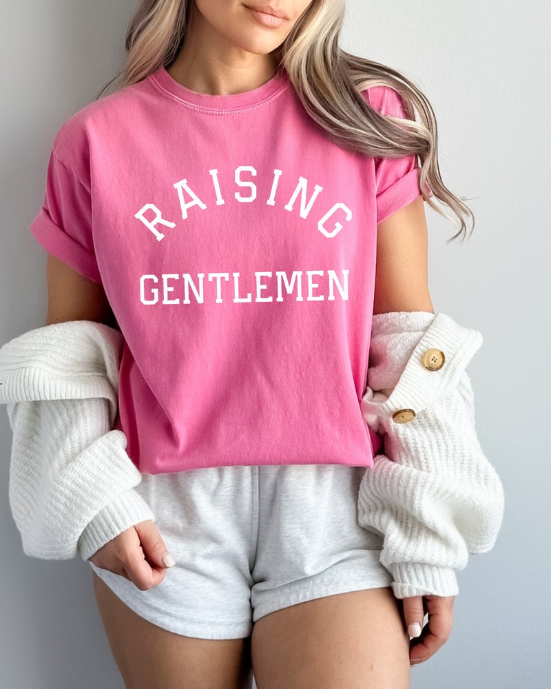 Raising Gentlemen Boy mom Garment Dyed T Shirt (varsity)
