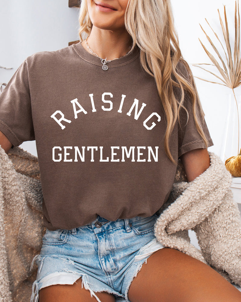 Raising Gentlemen Boy mom Garment Dyed T Shirt (varsity)