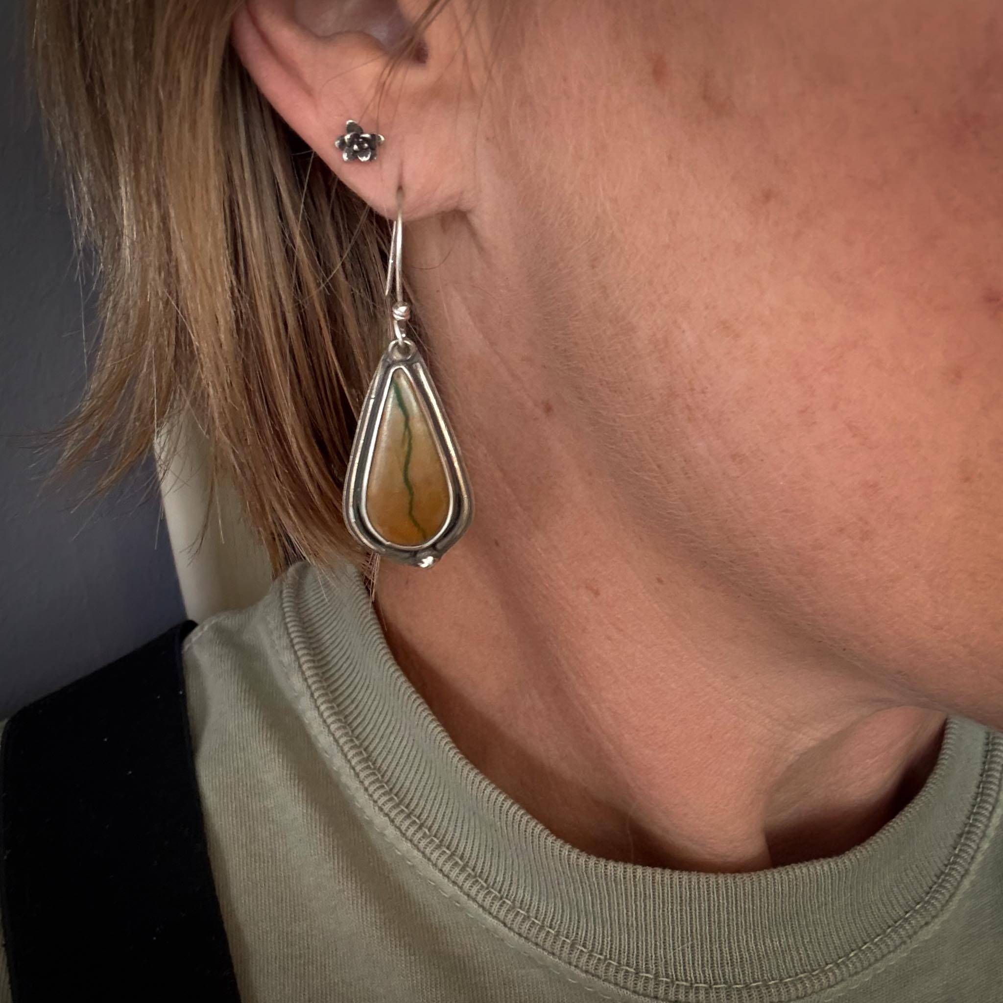 Royston Ribbon Turquoise Earrings |Teardrop Silver Dangles
