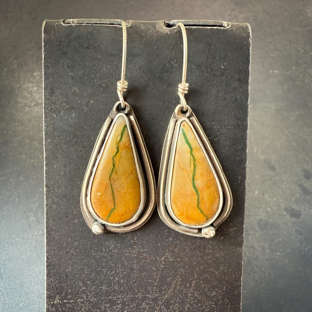 Royston Ribbon Turquoise Earrings |Teardrop Silver Dangles