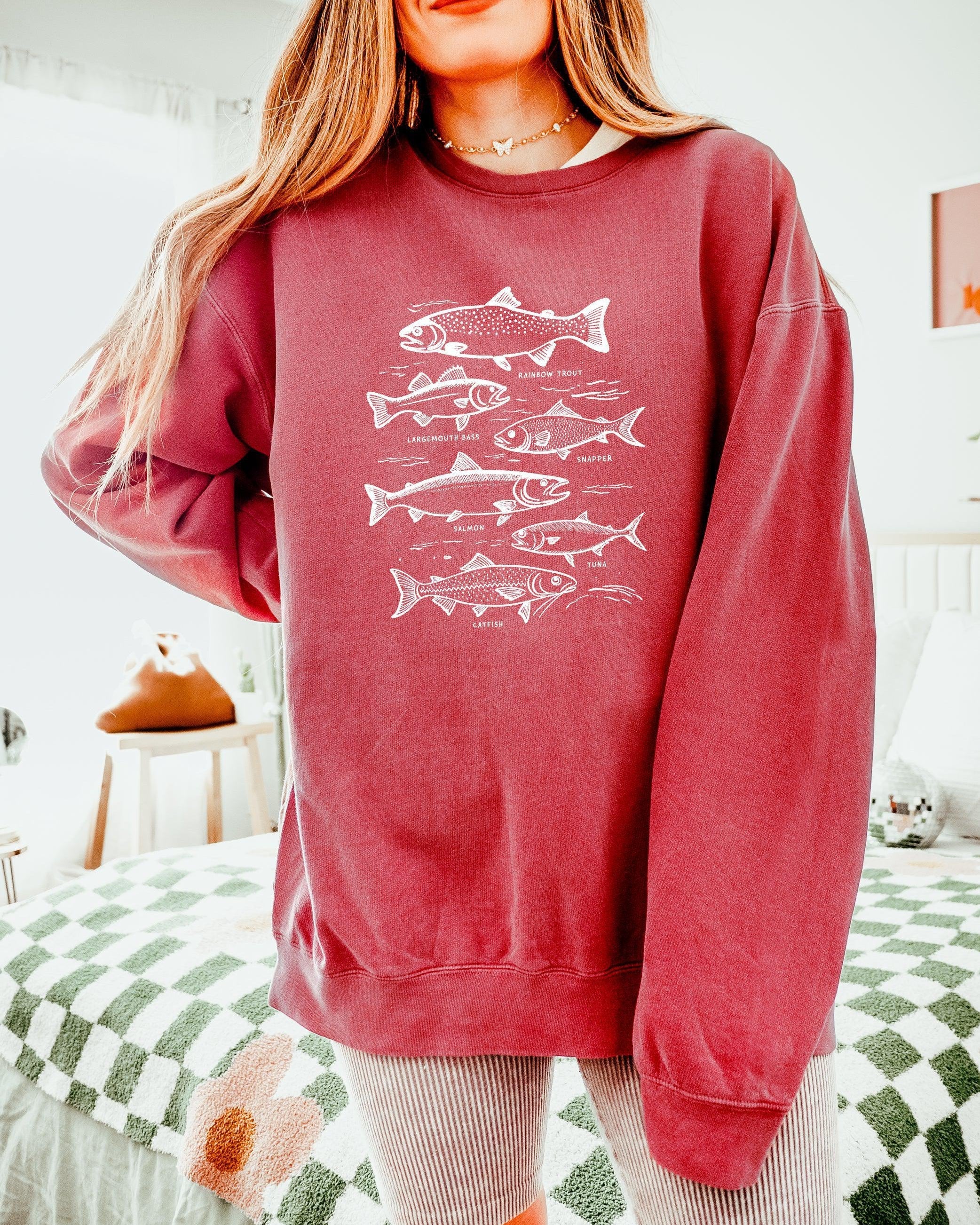 Sardines Salmon Tuna Fish Fishing Nature Camping Garment Dyed Comfort Colors Sweatshirt