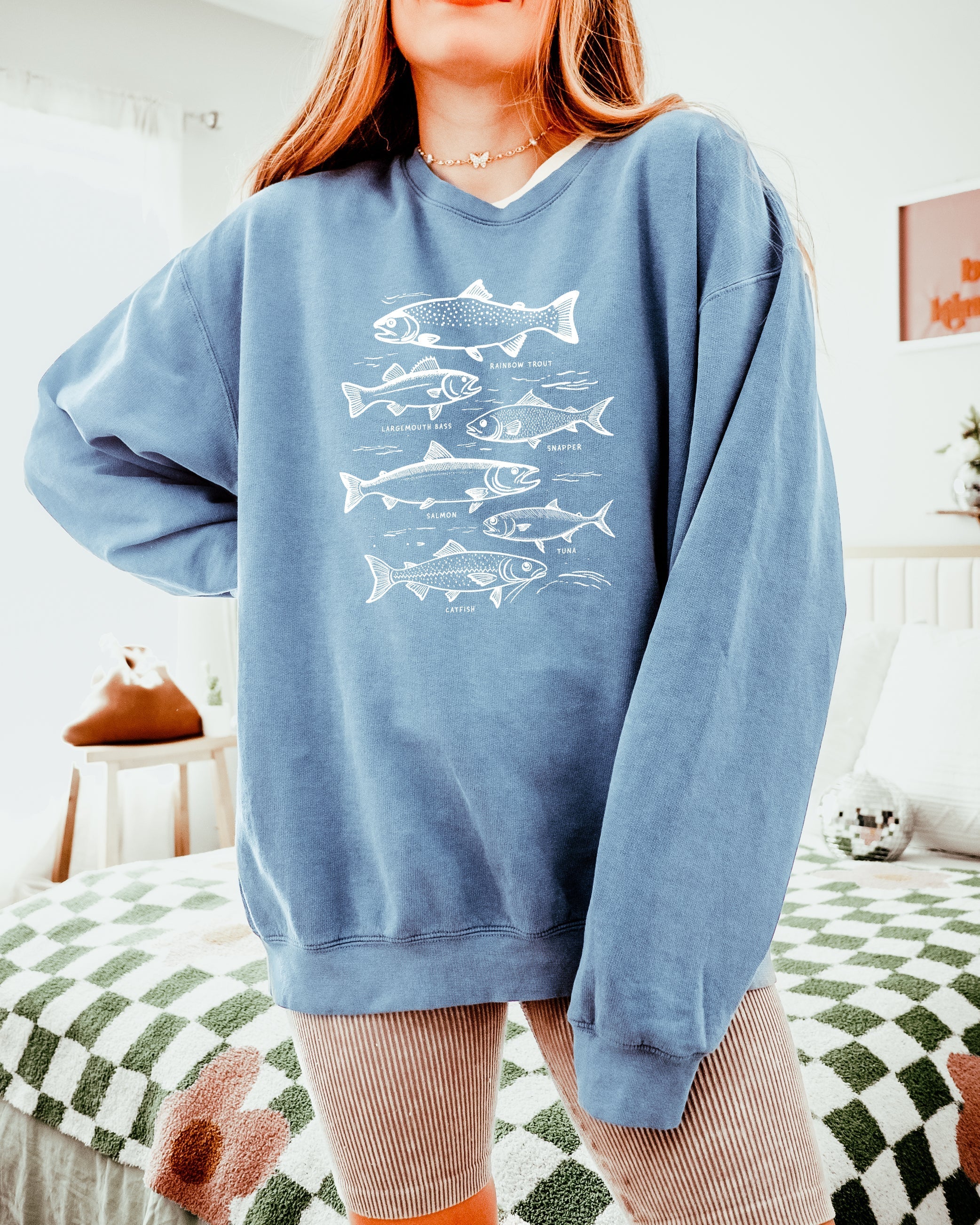 Sardines Salmon Tuna Fish Fishing Nature Camping Garment Dyed Comfort Colors Sweatshirt