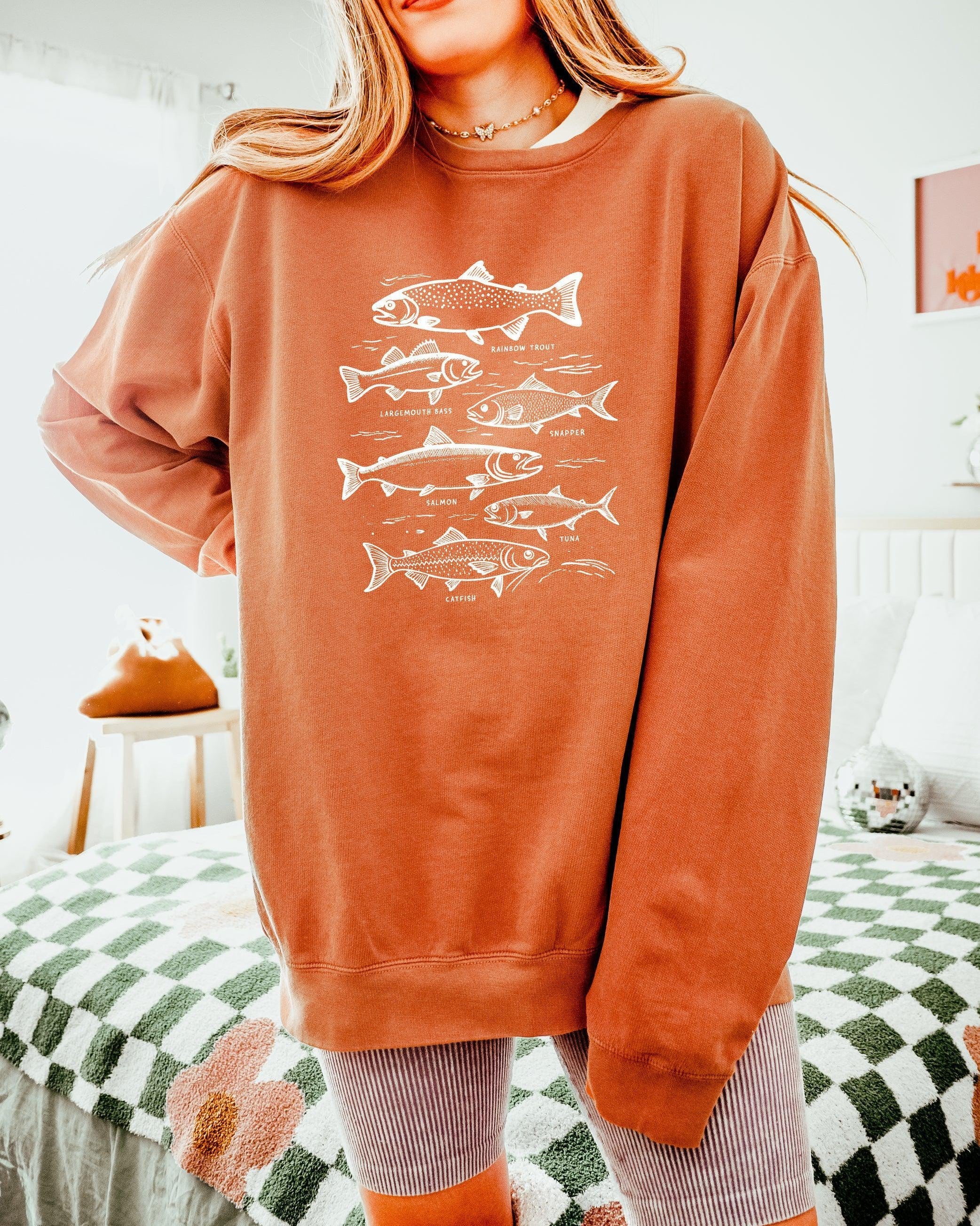 Sardines Salmon Tuna Fish Fishing Nature Camping Garment Dyed Comfort Colors Sweatshirt