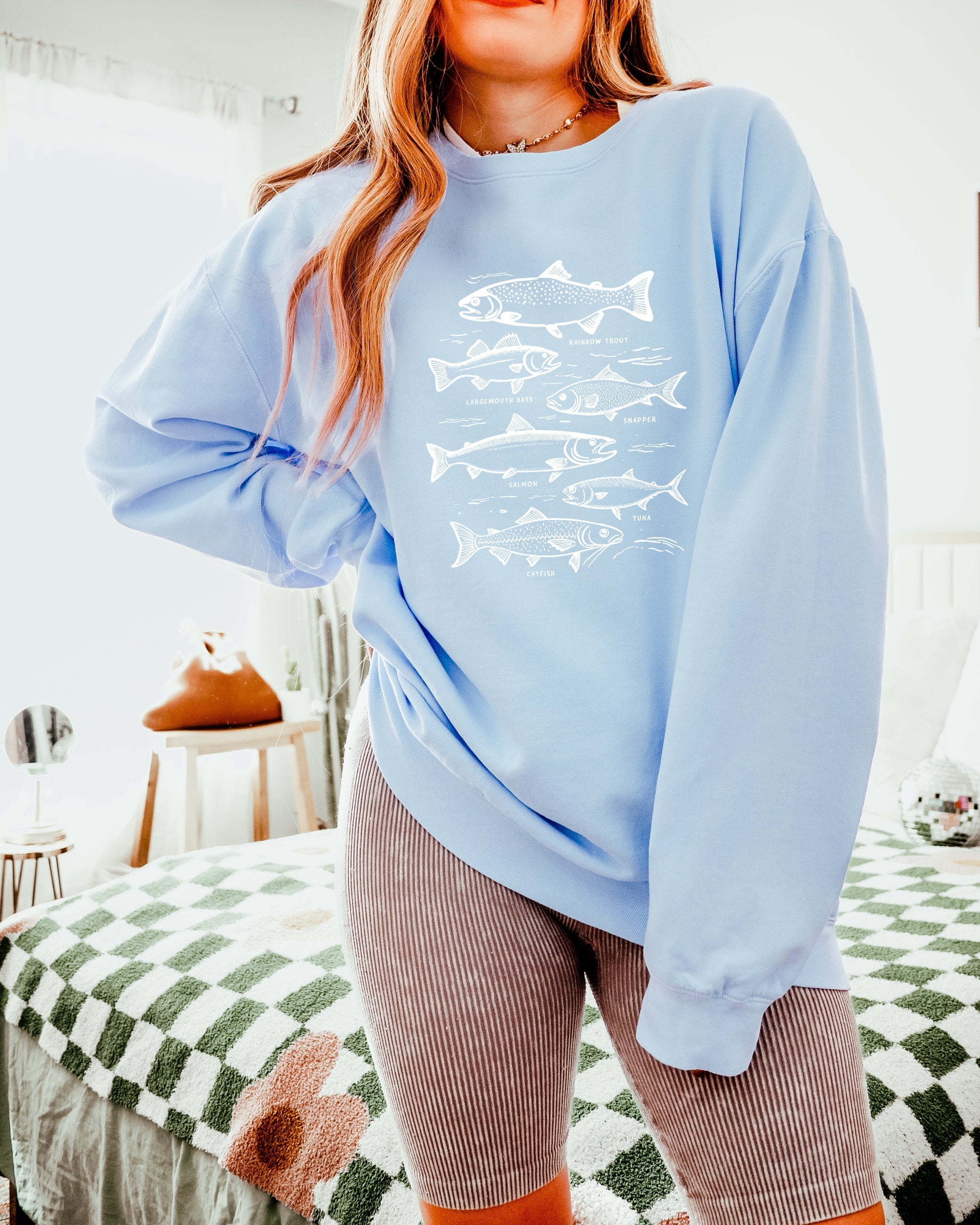 Sardines Salmon Tuna Fish Fishing Nature Camping Garment Dyed Comfort Colors Sweatshirt