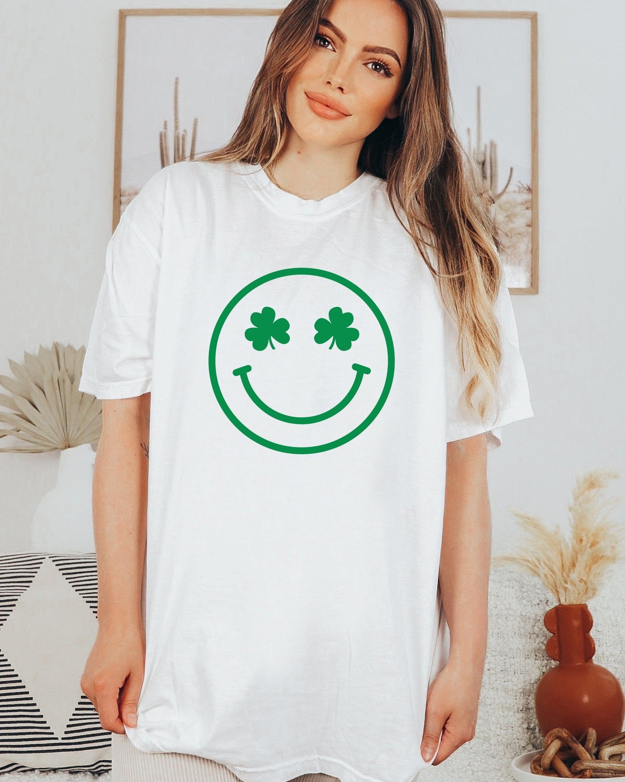Shamrock Clover Smiley Comfort Colors T Shirt