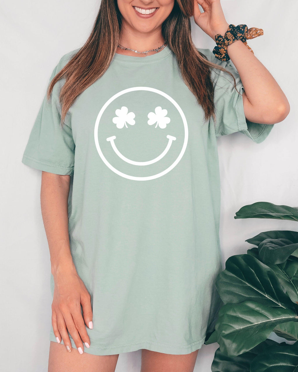 Shamrock Clover Smiley Comfort Colors T Shirt