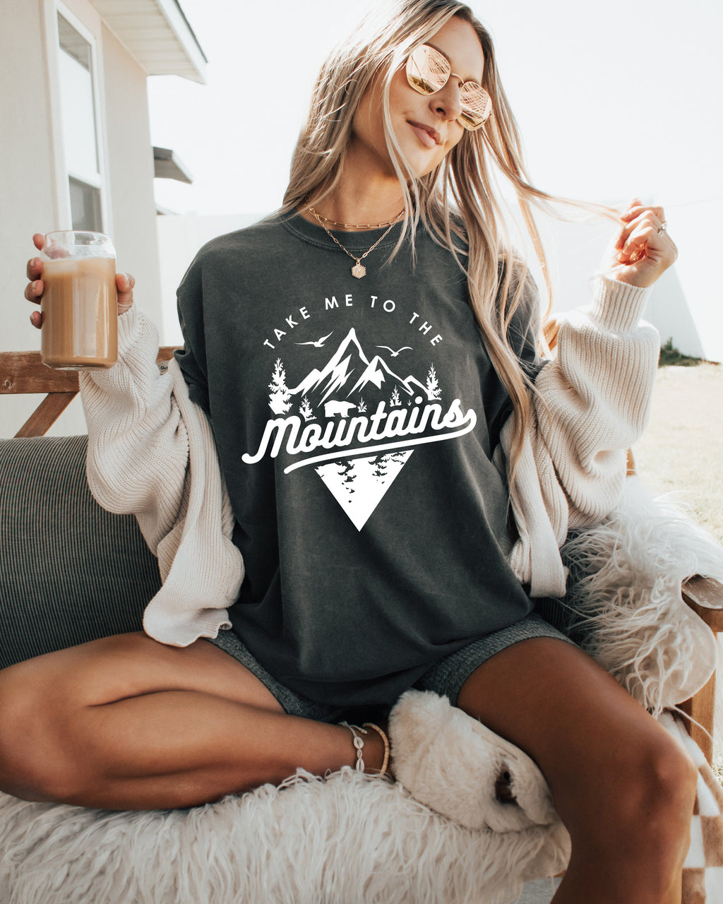 Take me to mountains Camping Hiking Comfort Colors T Shirt (Triangle)
