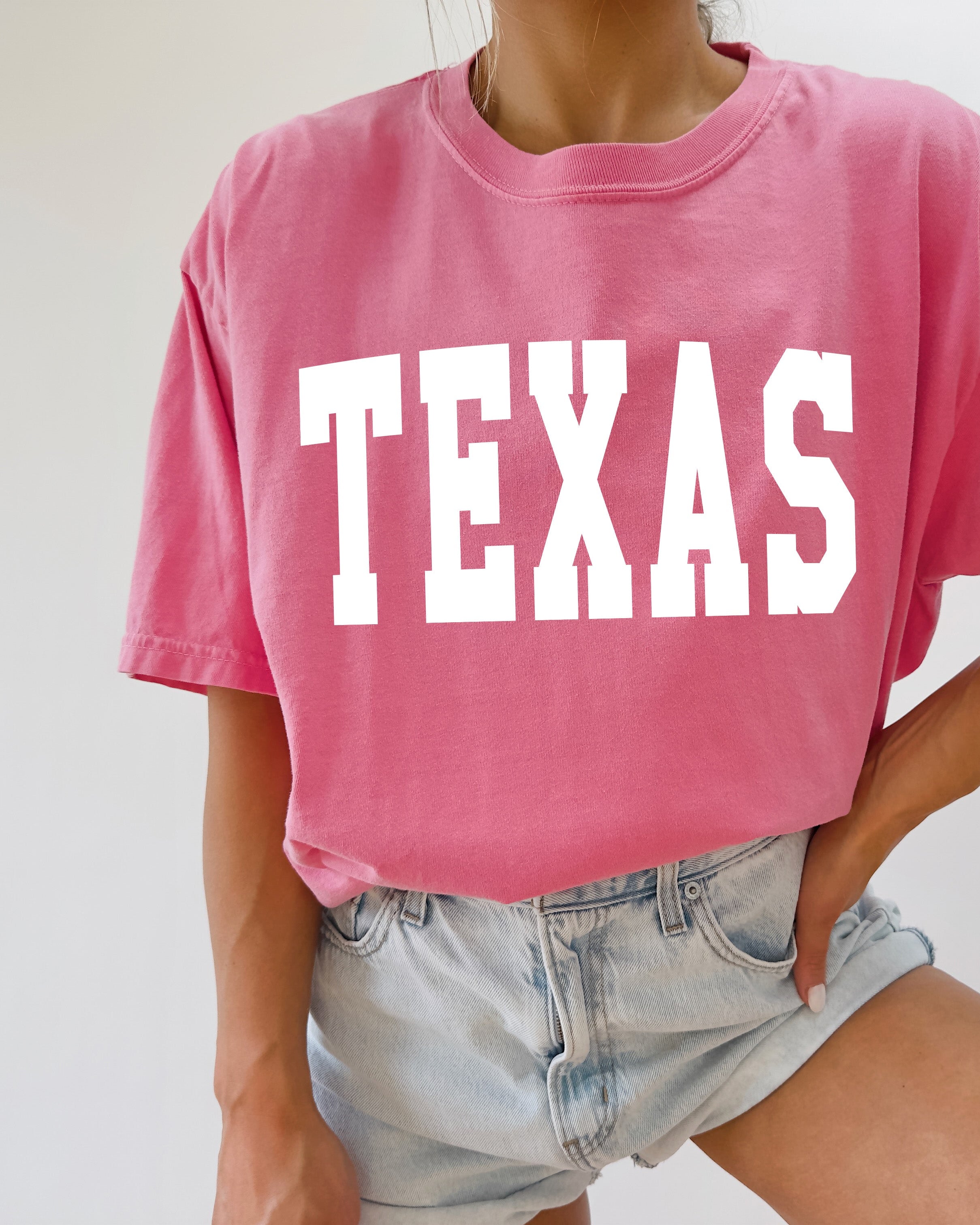 Texas State City Comfort Colors T Shirt (Condensed Font)