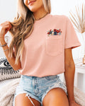 Wildflowers America Flag Color Botanical Comfort Colors Pocket T Shirt