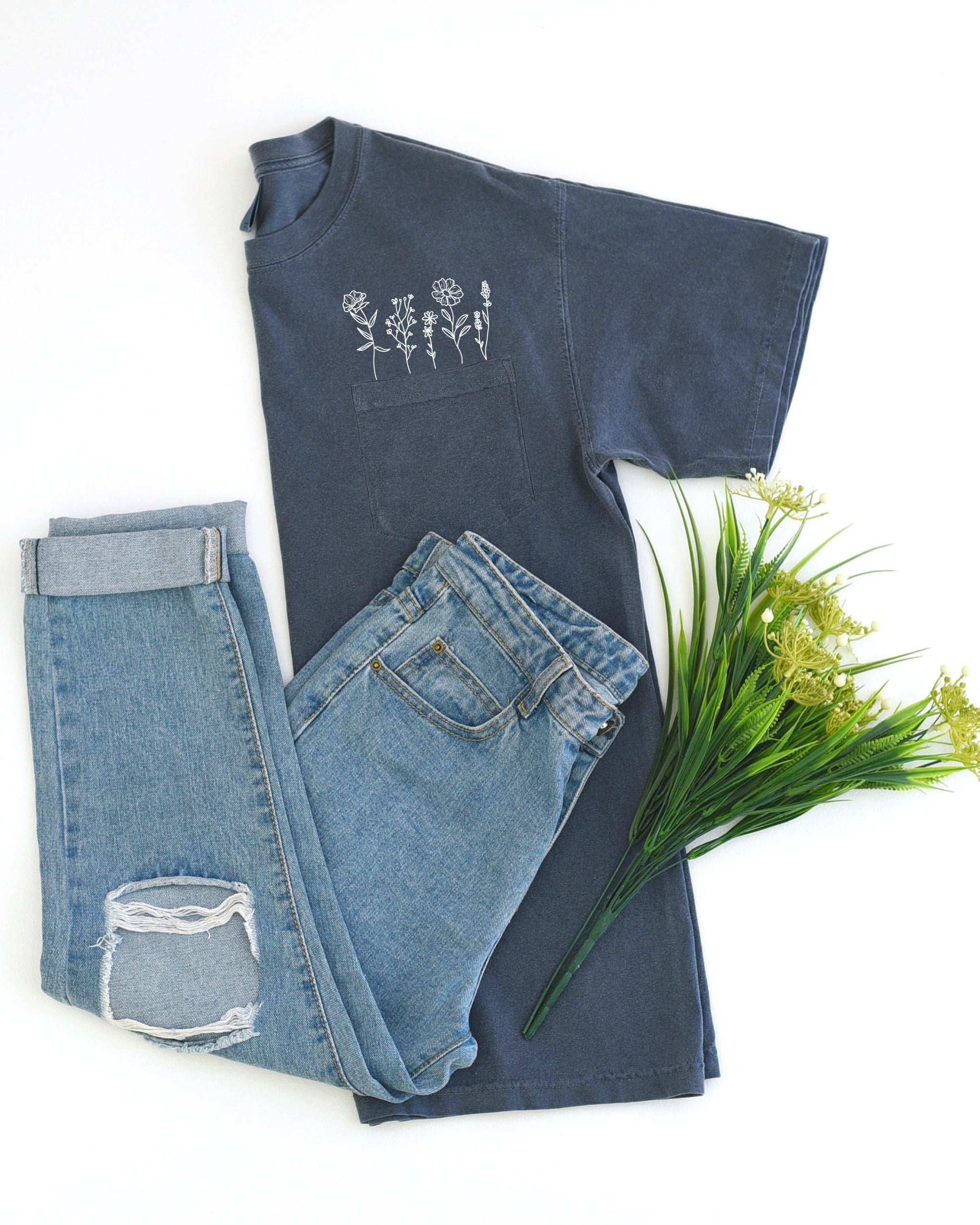 Wildflowers Comfort Colors Pocket T Shirt